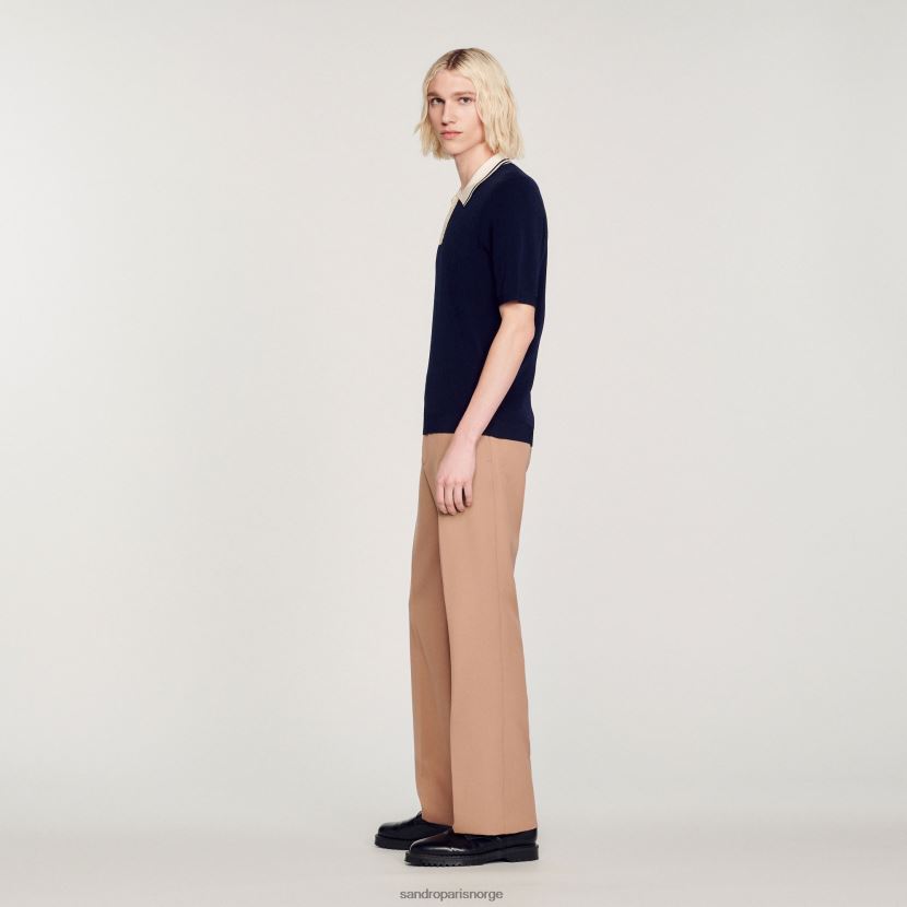 menn Sandro Paris én farge poloskjorte med kontrastkrage klær 6FN4LH707