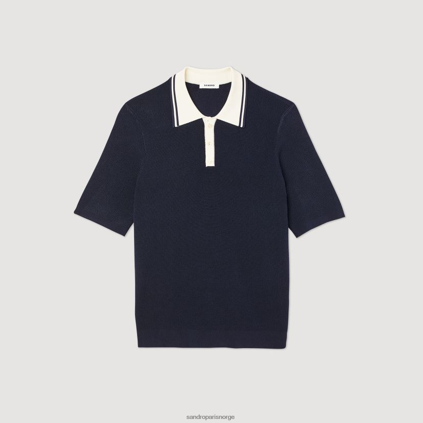 menn Sandro Paris én farge poloskjorte med kontrastkrage klær 6FN4LH707
