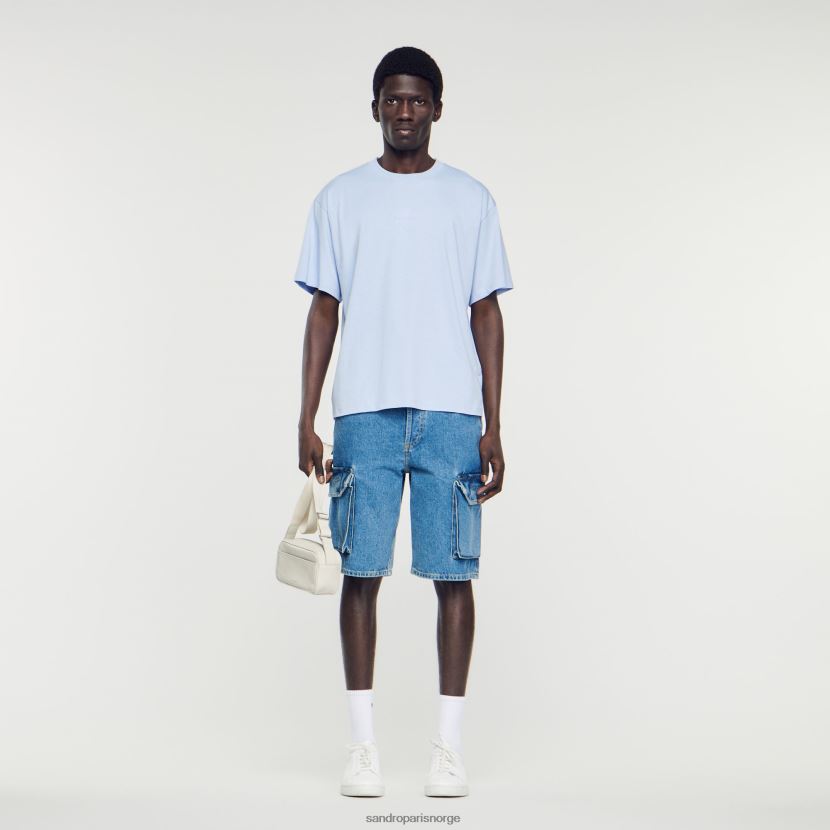 menn Sandro Paris én farge t-skjorte med gummilogo klær 6FN4LH739