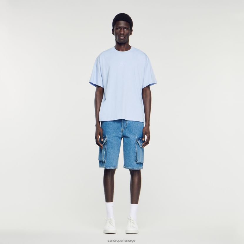 menn Sandro Paris én farge t-skjorte med gummilogo klær 6FN4LH739