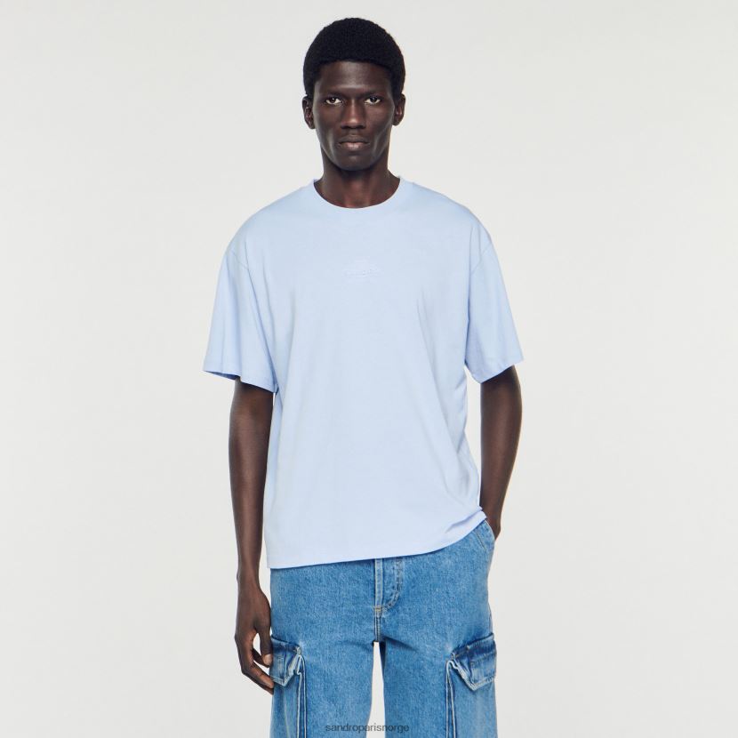 menn Sandro Paris én farge t-skjorte med gummilogo klær 6FN4LH739