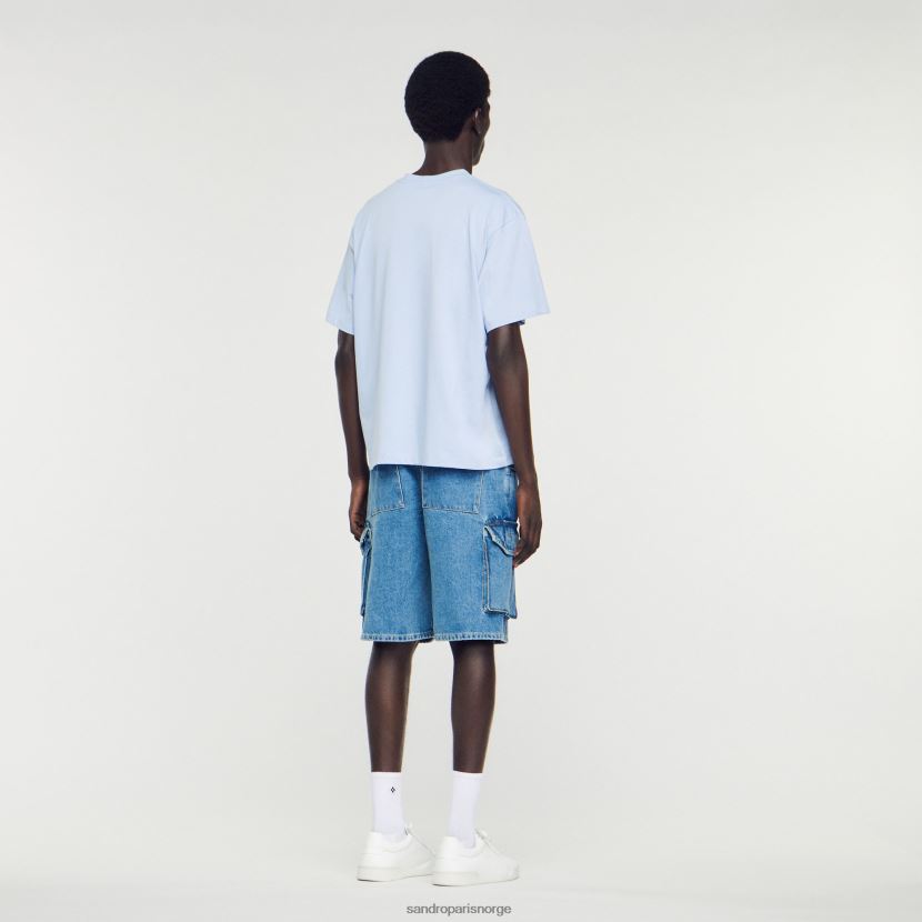 menn Sandro Paris én farge t-skjorte med gummilogo klær 6FN4LH739