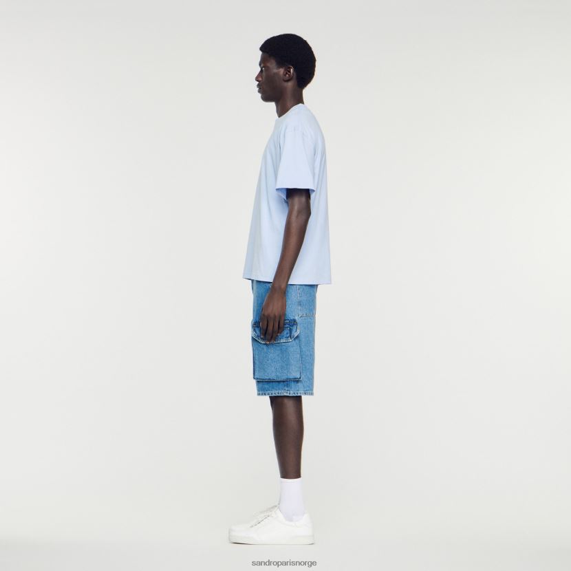 menn Sandro Paris én farge t-skjorte med gummilogo klær 6FN4LH739