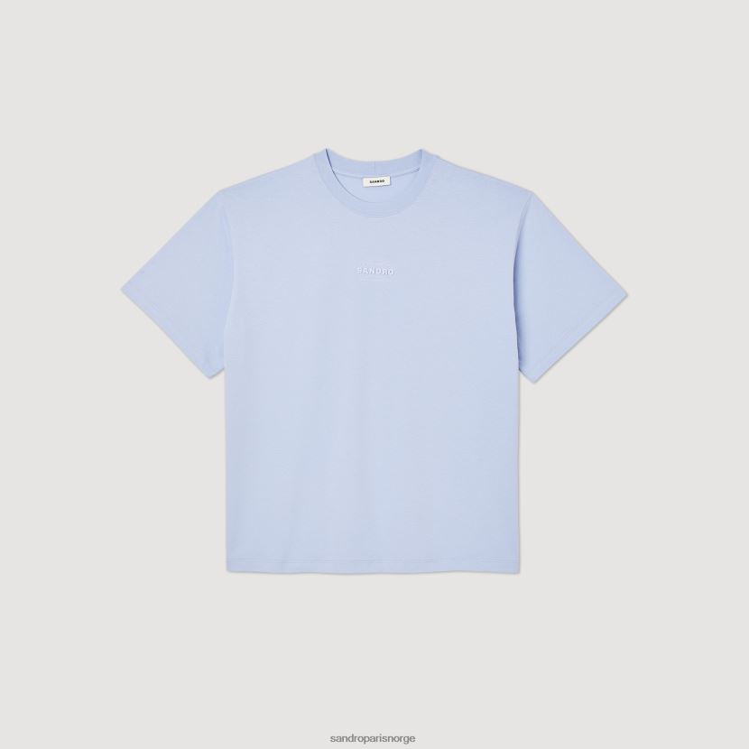 menn Sandro Paris én farge t-skjorte med gummilogo klær 6FN4LH739