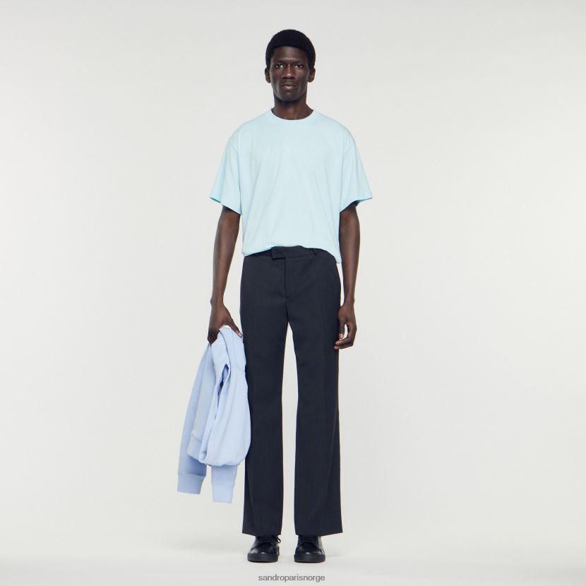 menn Sandro Paris én farge t-skjorte med gummilogo klær 6FN4LH804