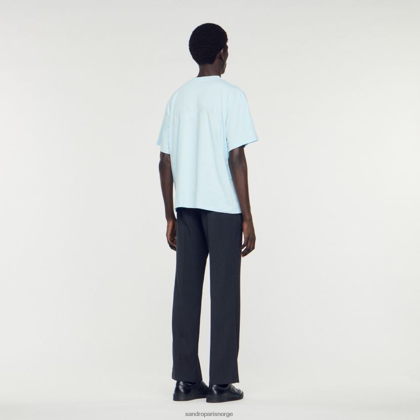 menn Sandro Paris én farge t-skjorte med gummilogo klær 6FN4LH804