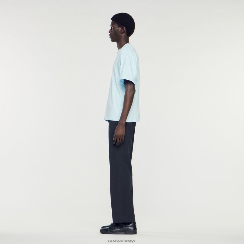 menn Sandro Paris én farge t-skjorte med gummilogo klær 6FN4LH804