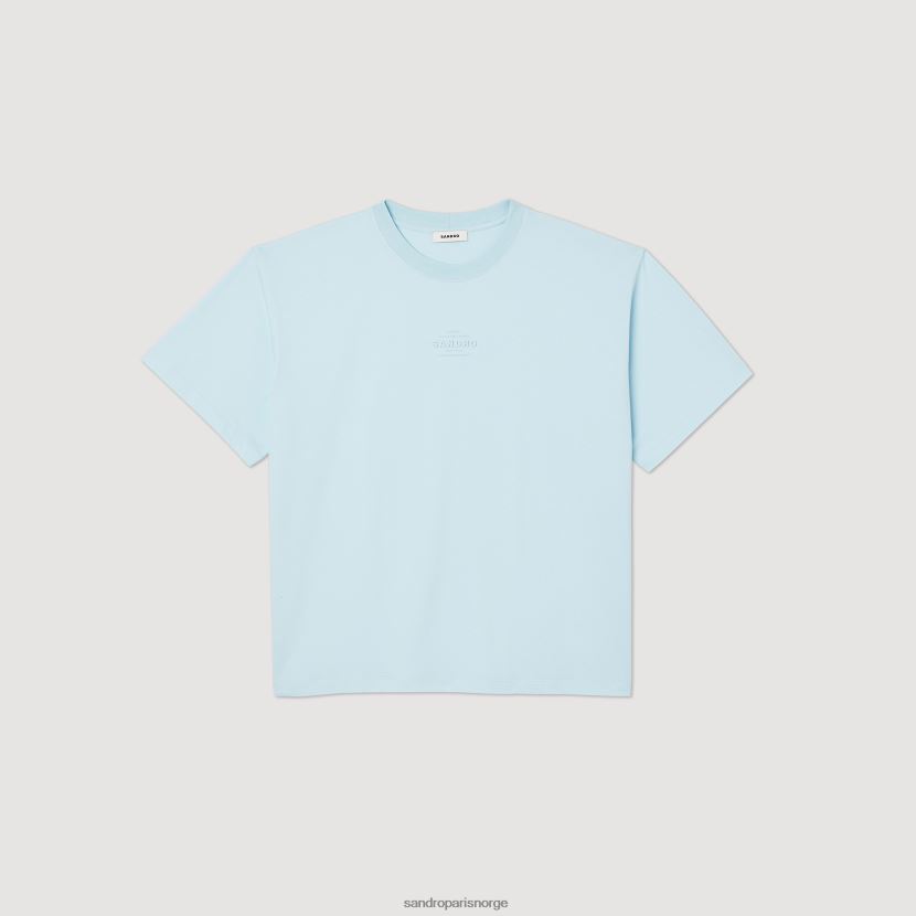 menn Sandro Paris én farge t-skjorte med gummilogo klær 6FN4LH804