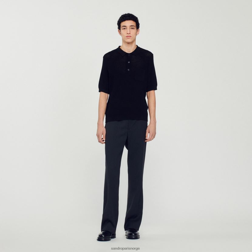menn Sandro Paris svart kortermet pologenser klær 6FN4LH748