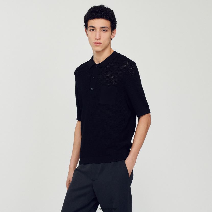 menn Sandro Paris svart kortermet pologenser klær 6FN4LH748