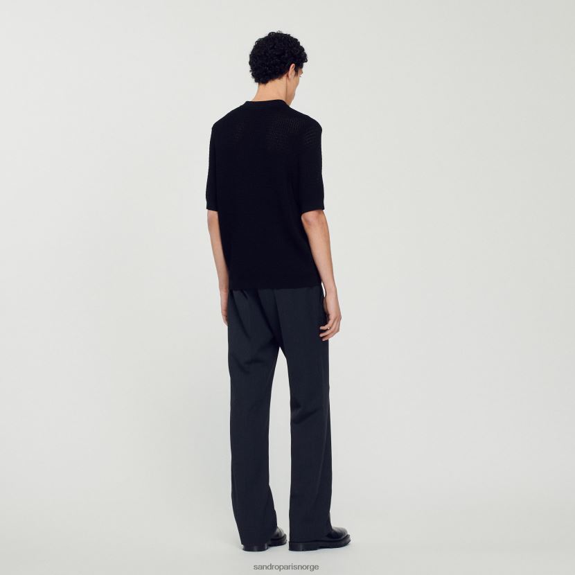 menn Sandro Paris svart kortermet pologenser klær 6FN4LH748