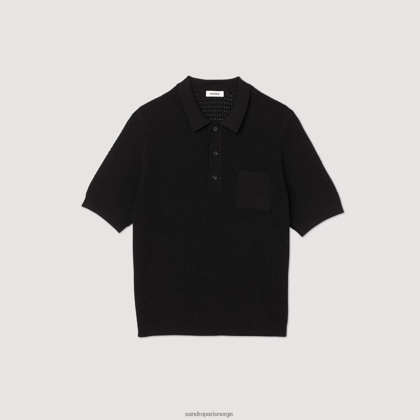 menn Sandro Paris svart kortermet pologenser klær 6FN4LH748