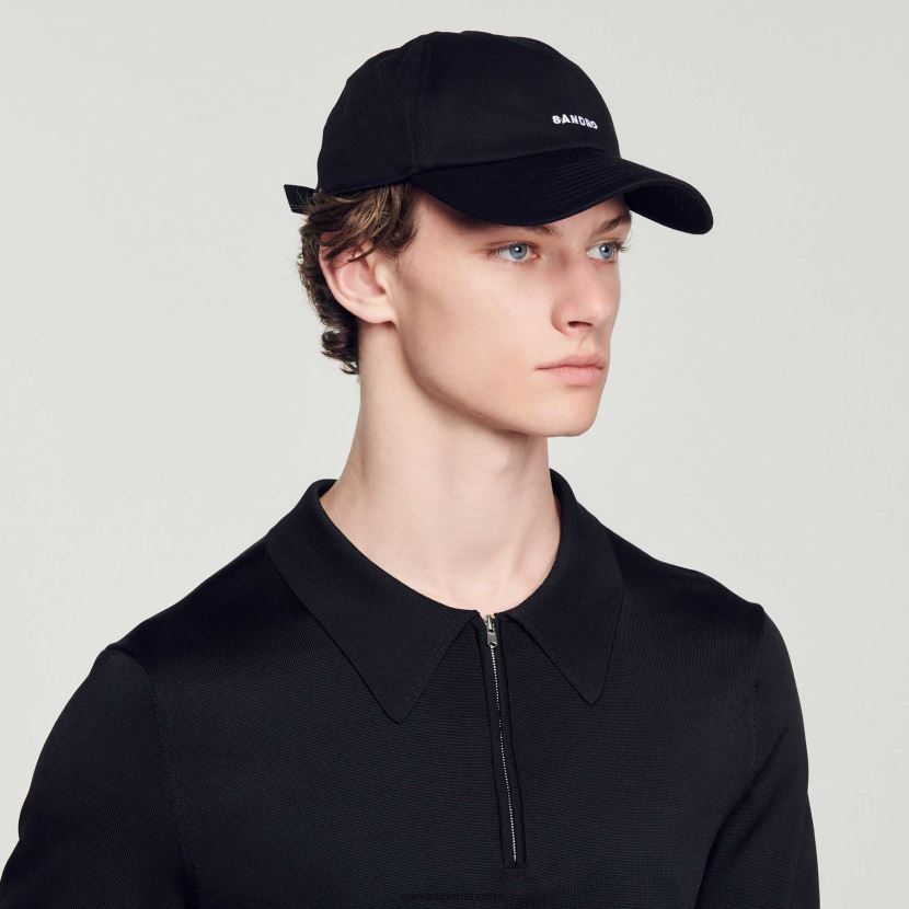 menn Sandro Paris svart strikket poloskjorte med glidelåskrage klær 6FN4LH629