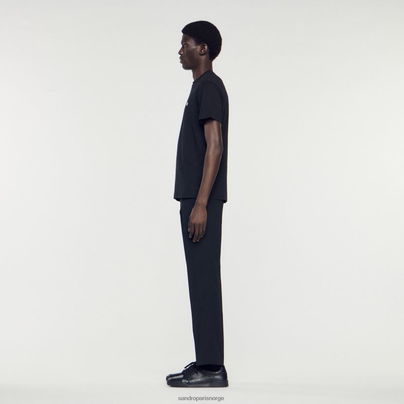 menn Sandro Paris svart t-skjorte med firkantet korslapp klær 6FN4LH645