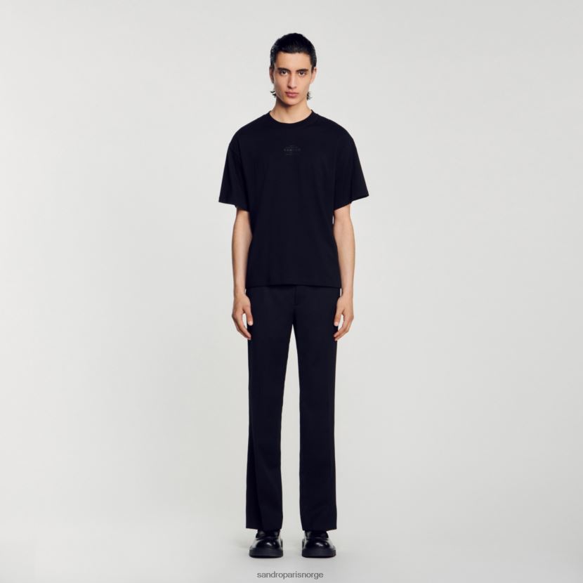 menn Sandro Paris svart t-skjorte med gummilogo klær 6FN4LH770