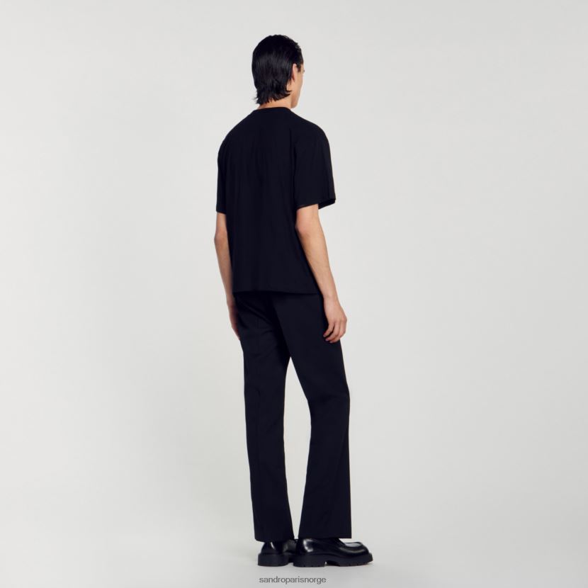 menn Sandro Paris svart t-skjorte med gummilogo klær 6FN4LH770