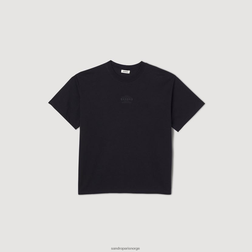 menn Sandro Paris svart t-skjorte med gummilogo klær 6FN4LH770