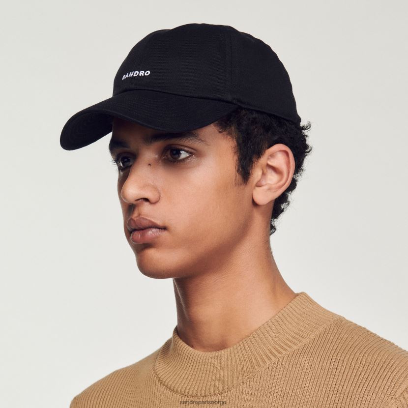 menn Sandro Paris svart brodert caps tilbehør 6FN4LH831
