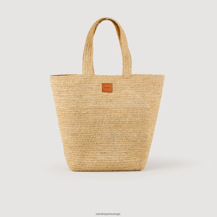 menn Sandro Paris beige raffia tote bag tilbehør 6FN4LH845