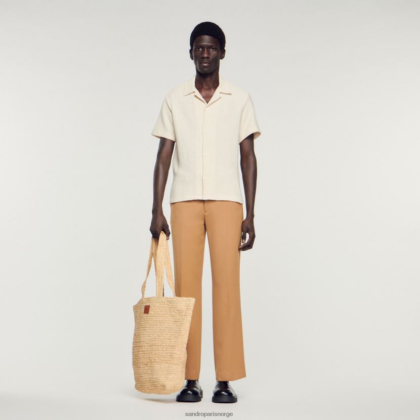 menn Sandro Paris beige raffia tote bag tilbehør 6FN4LH845