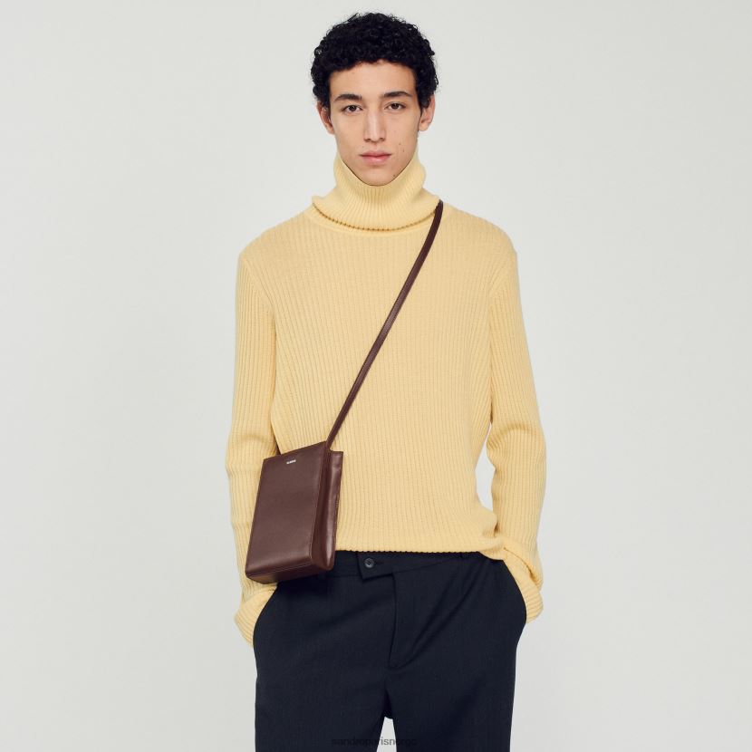 menn Sandro Paris brun liten glatt skinnveske tilbehør 6FN4LH847