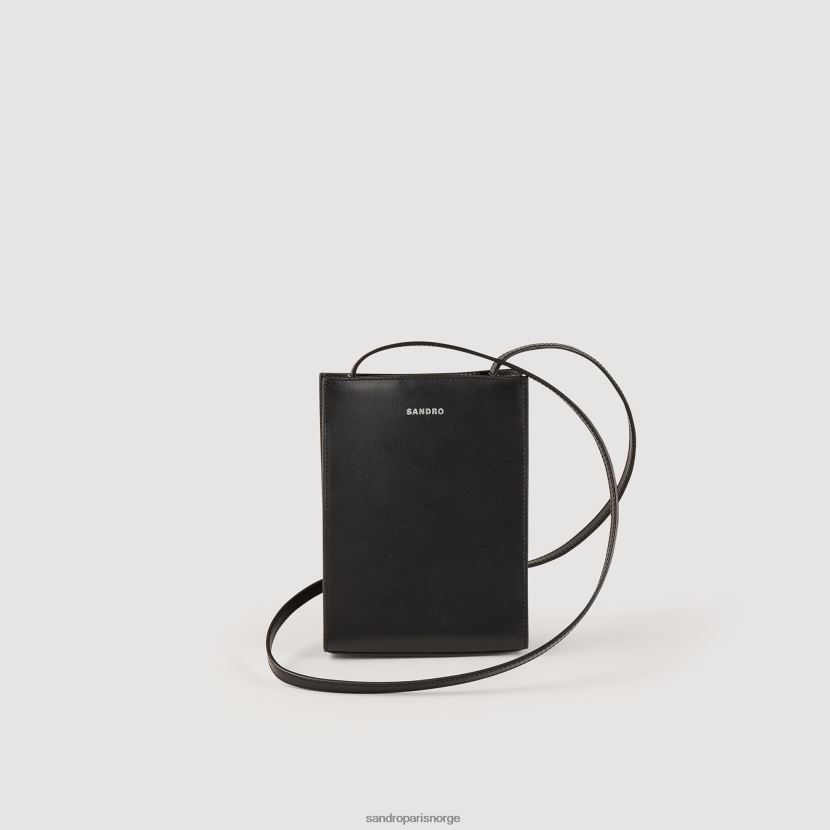 menn Sandro Paris svart liten glatt skinnveske tilbehør 6FN4LH851