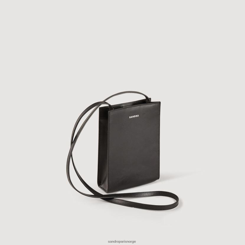menn Sandro Paris svart liten glatt skinnveske tilbehør 6FN4LH851