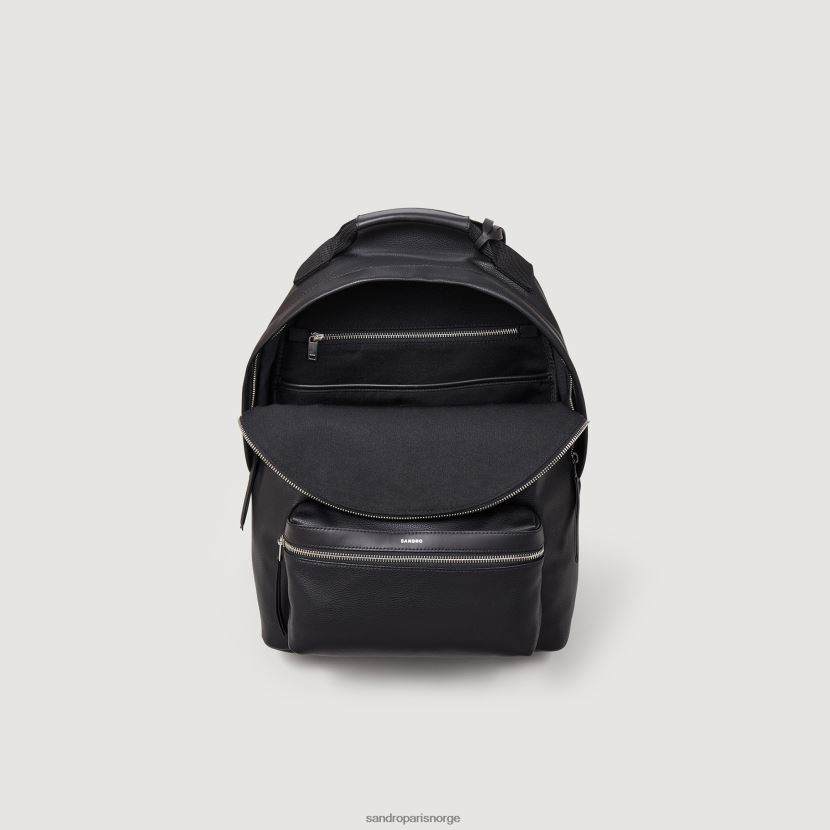menn Sandro Paris svart ryggsekk i belagt lerret tilbehør 6FN4LH841